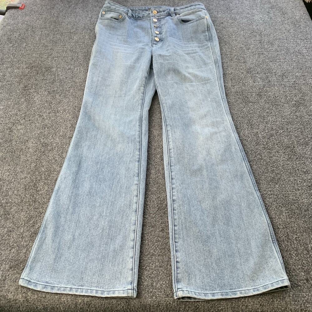 Michael Kors Jeans Womens 10 (32x32) Blue Flared Wide Leg Denim Light Wash